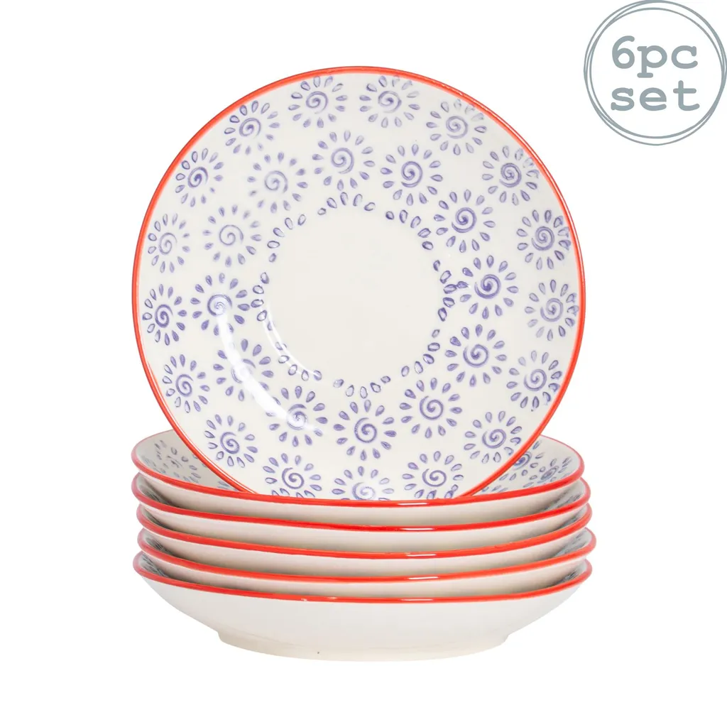 Nicola Frühling Patterned Porzellan Saucers Für Cappuccino Tassen, 14cm - Purple Print - Set aus 6